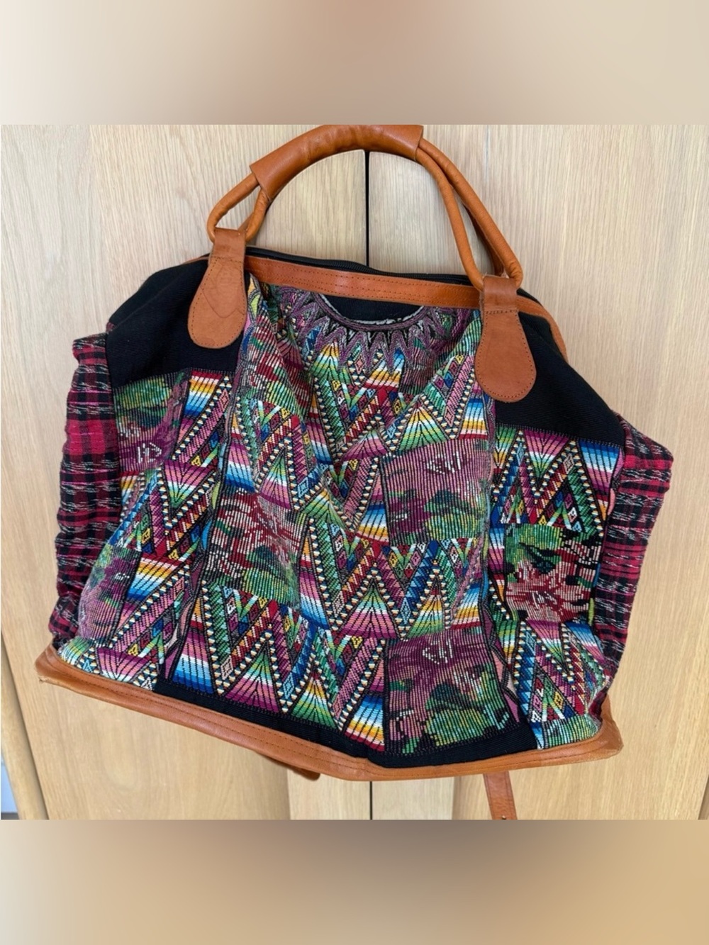 Guatemalan Hand Woven Leather Weekender Bag